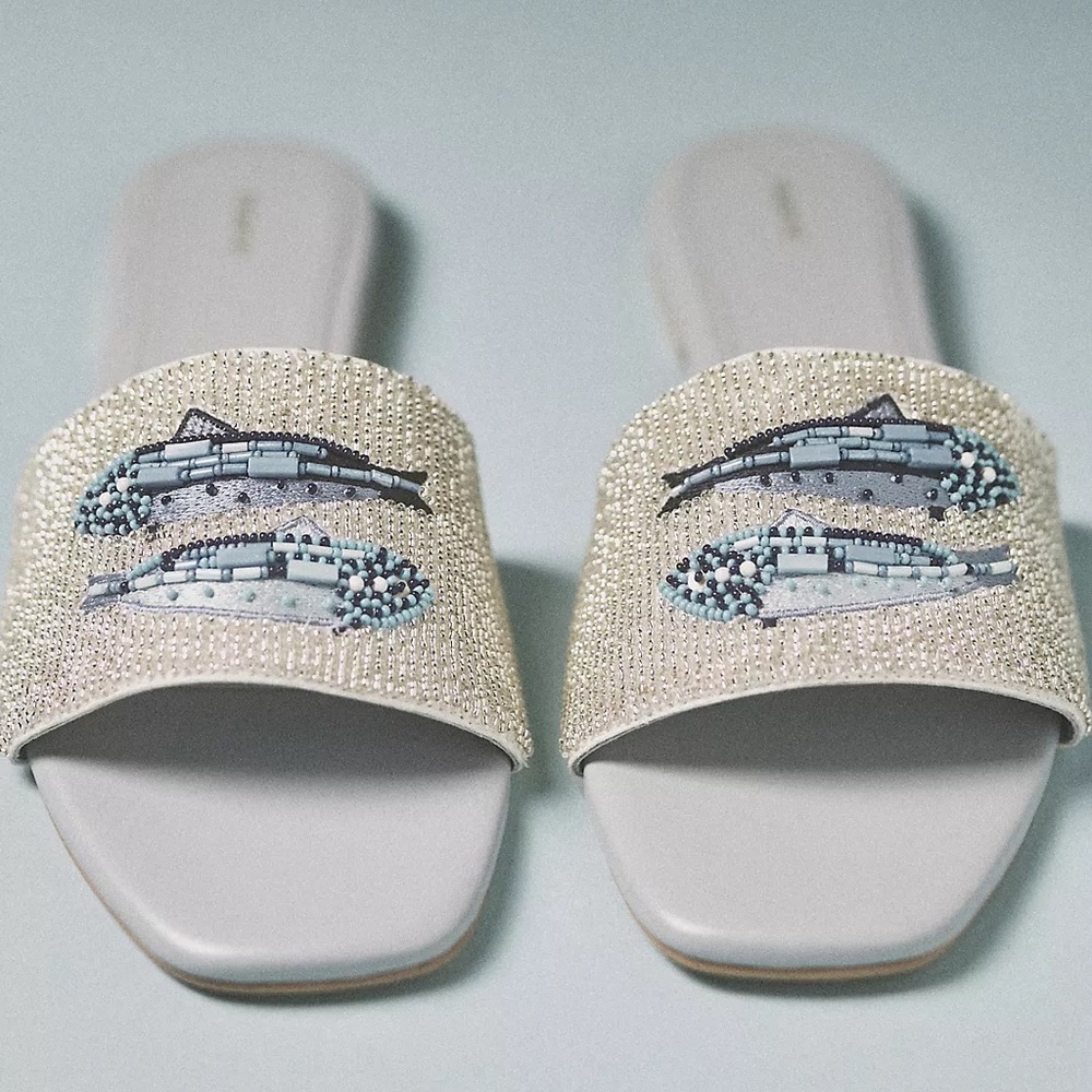 MAEVE The Fiona Beaded Slide Sandals - Fish